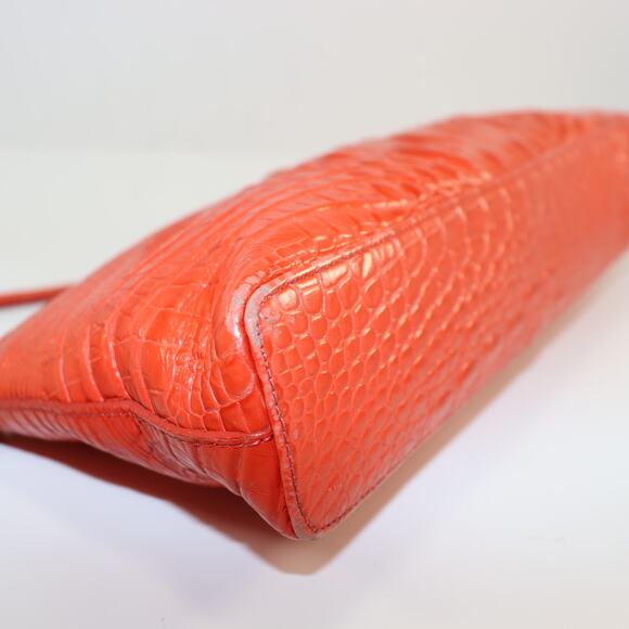Brahmin Orange Croc Embossed Leather Shoulder Bag Gold Chain Strap - Picture 4 of 7